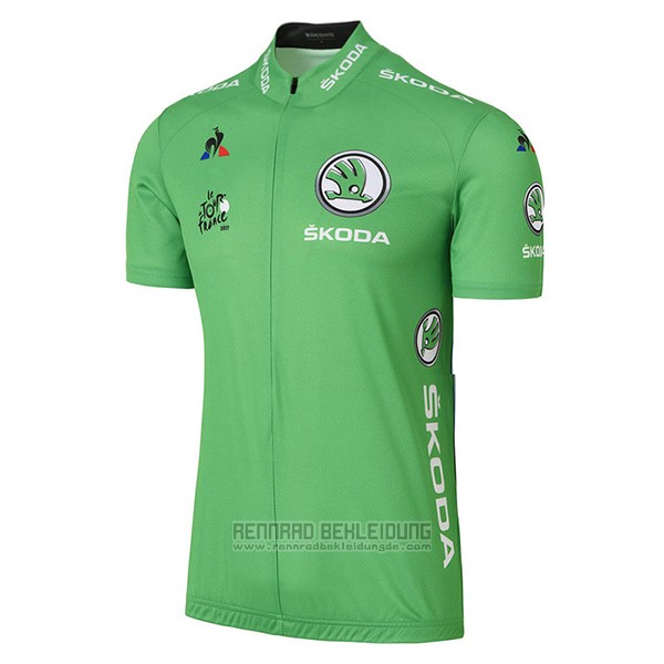 2017 Fahrradbekleidung Tour de France Grun Trikot Kurzarm und Tragerhose